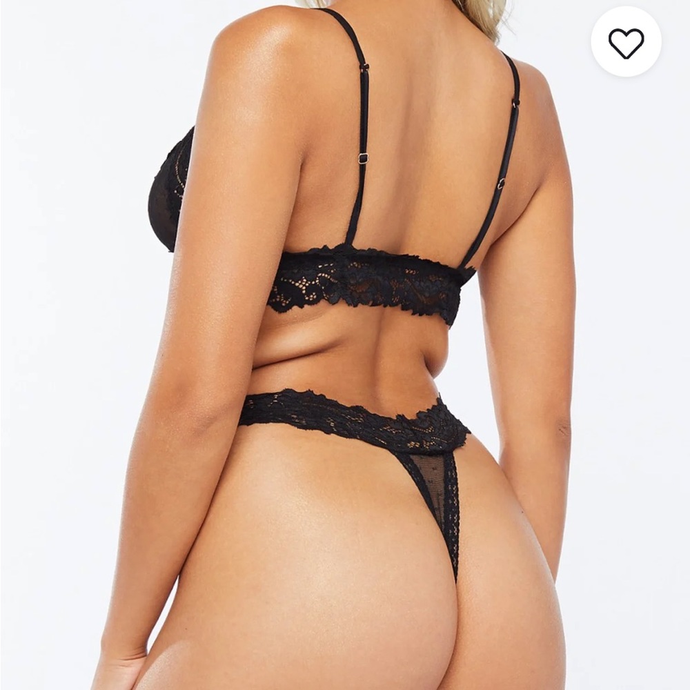 Savage X Fenty Black Caviar Dotted Mesh Bralette & Thong Two Piece Set Bundle - Picture 10 of 16